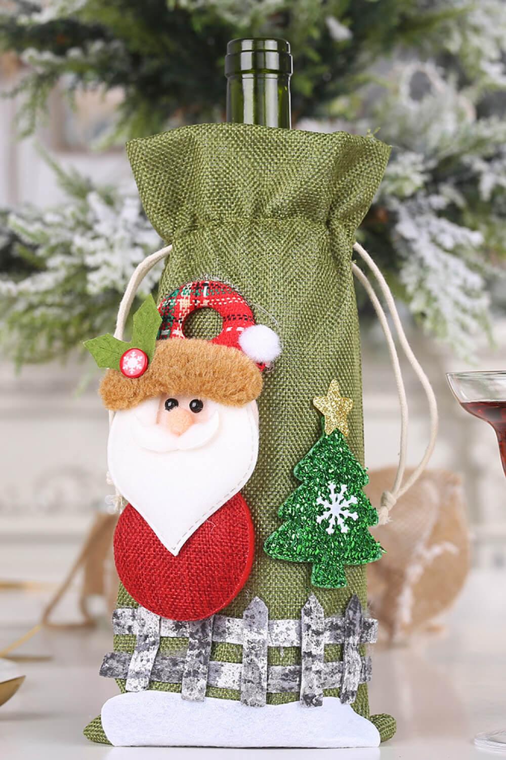 4-Pack Drawstring Christmas Wine Bottle Covers - Flyclothing LLC