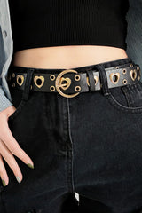 Heart Shape Alloy Detail PU Leather Belt - Trendsi