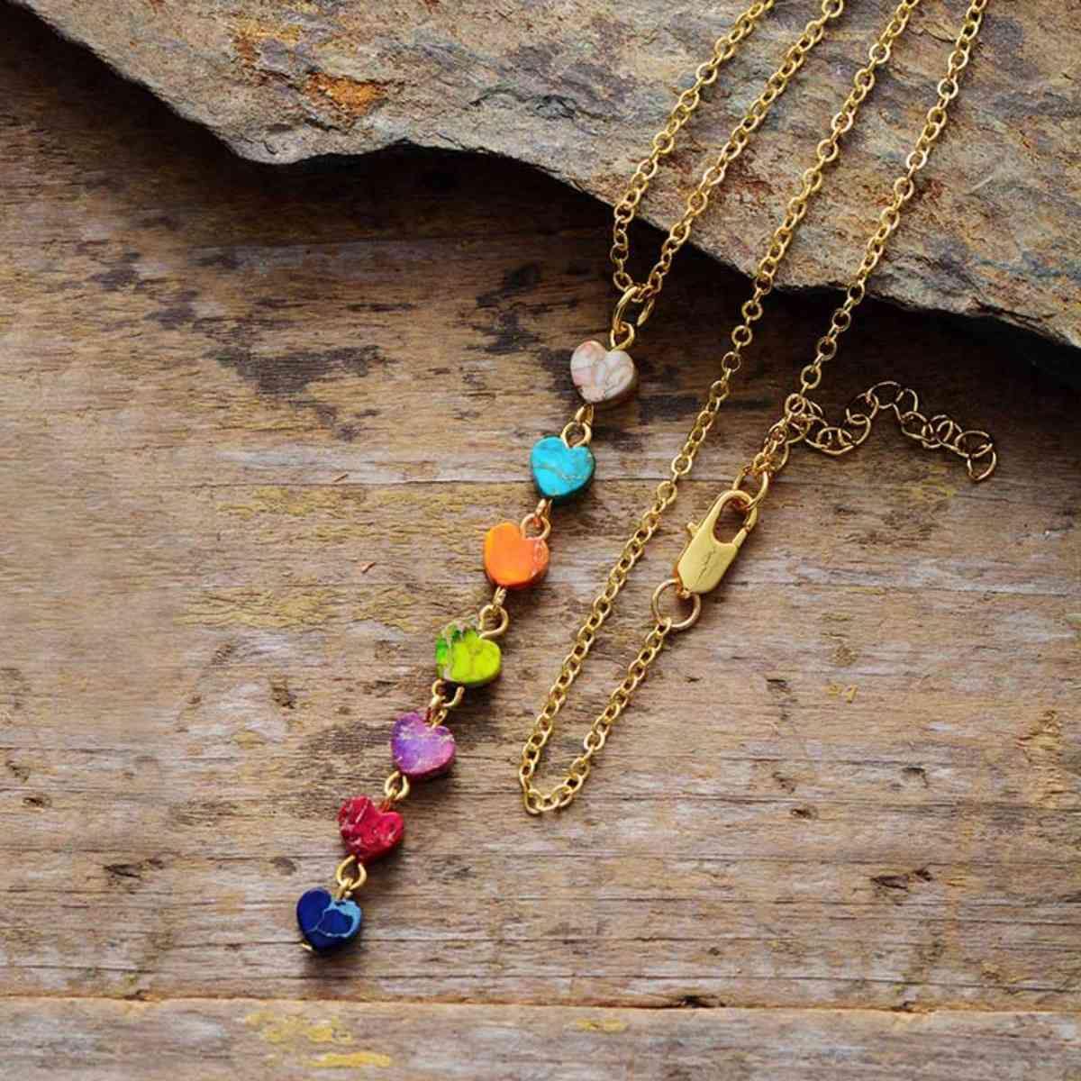 Heart Shape Natural Stone Necklace - Trendsi