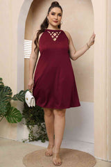 Plus Size Cutout Round Neck Sleeveless Dress - Trendsi