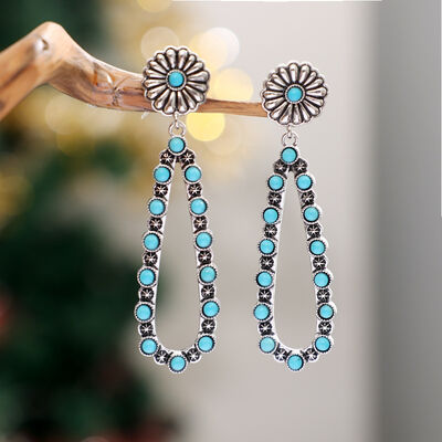 Flower Artificial Turquoise Teardrop Earrings - Flyclothing LLC