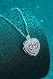 925 Sterling Silver 1 Carat Moissanite Heart Pendant Necklace - Flyclothing LLC