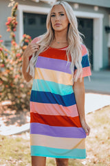 Women Color Block Side Slit Mini Dress - Flyclothing LLC