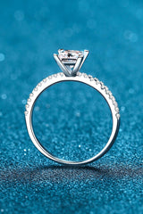 Rhodium-Plated 2 Carat Moissanite Four-Prong Ring - Flyclothing LLC