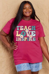 Simply Love Full Size TEACH LOVE INSPIRE Graphic Cotton T-Shirt - Flyclothing LLC