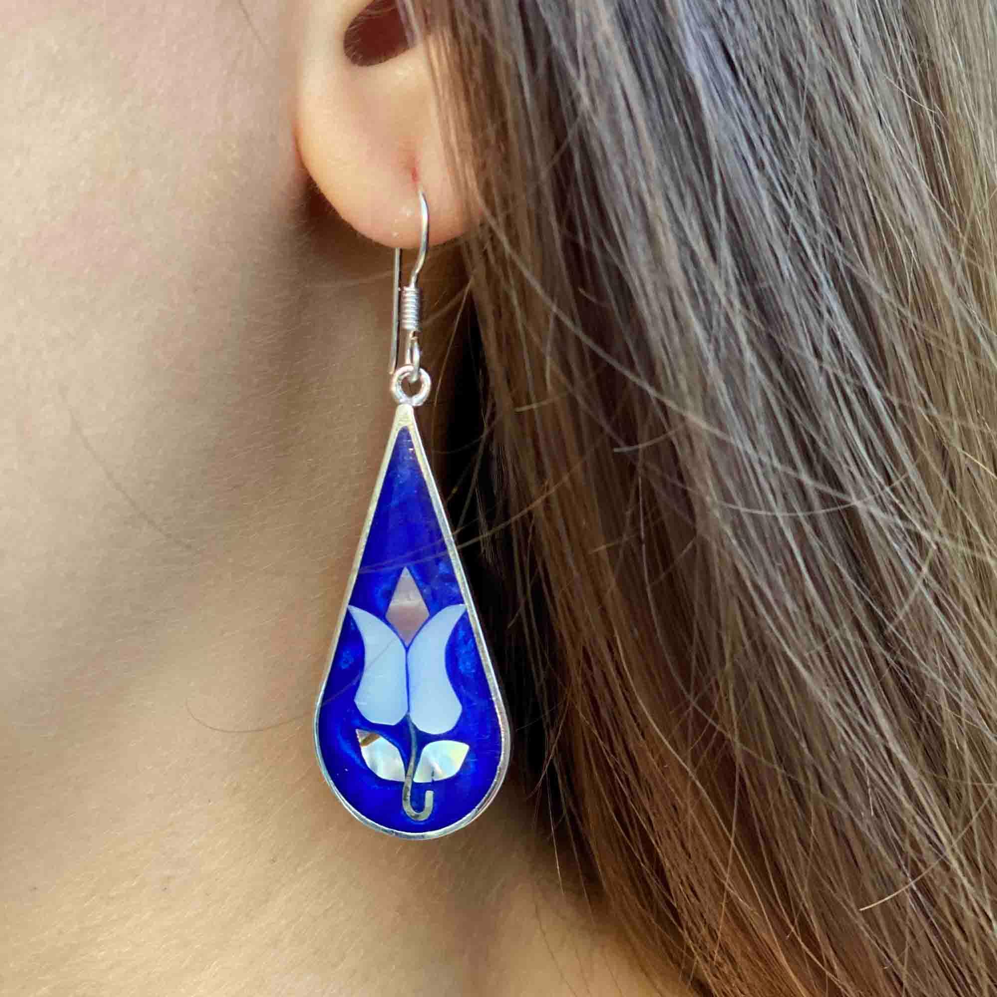 Tulip Abalone Teardrop Earrings - Flyclothing LLC