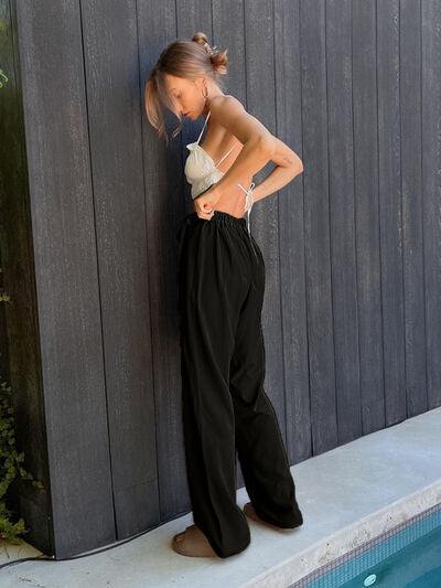 Tied High Waist Wide Leg Pants - Flyclothing LLC