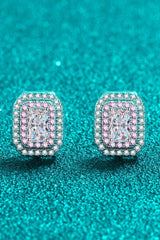 1 Carat Moissanite and Zircon Contrast Geometric Stud Earrings - Flyclothing LLC