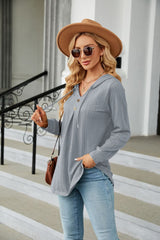 Long Sleeve Hooded Blouse - Flyclothing LLC