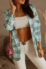 Plaid Open Front Blazer - Flyclothing LLC