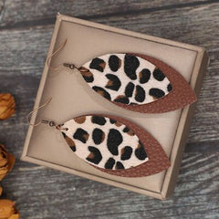 Leaf Shape Leather Dangle Earrings - Flyclothing LLC