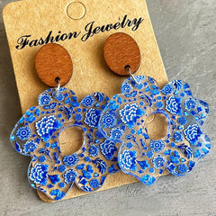 Flower Shape Acrylic Dangle Earrings - Flyclothing LLC