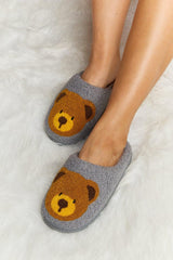 Melody Teddy Bear Print Plush Slide Slippers - Flyclothing LLC