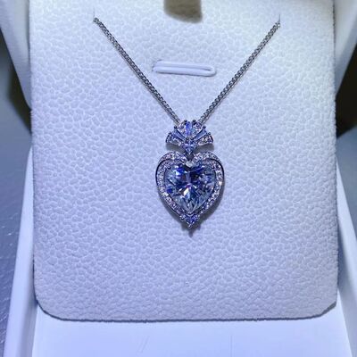 3 Carat Moissanite 925 Sterling Silver Heart Pendant Necklace - Flyclothing LLC