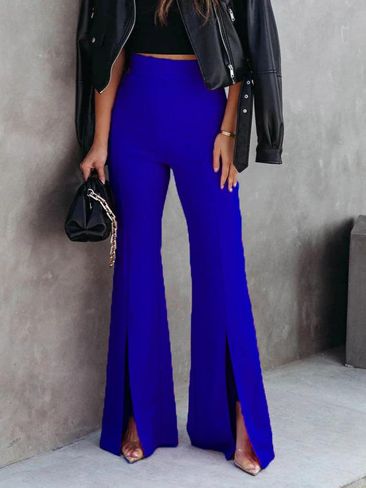 Front Slit Flare Leg Pants - Flyclothing LLC