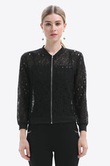 Openwork Zip Up Jacket - Flyclothing LLC