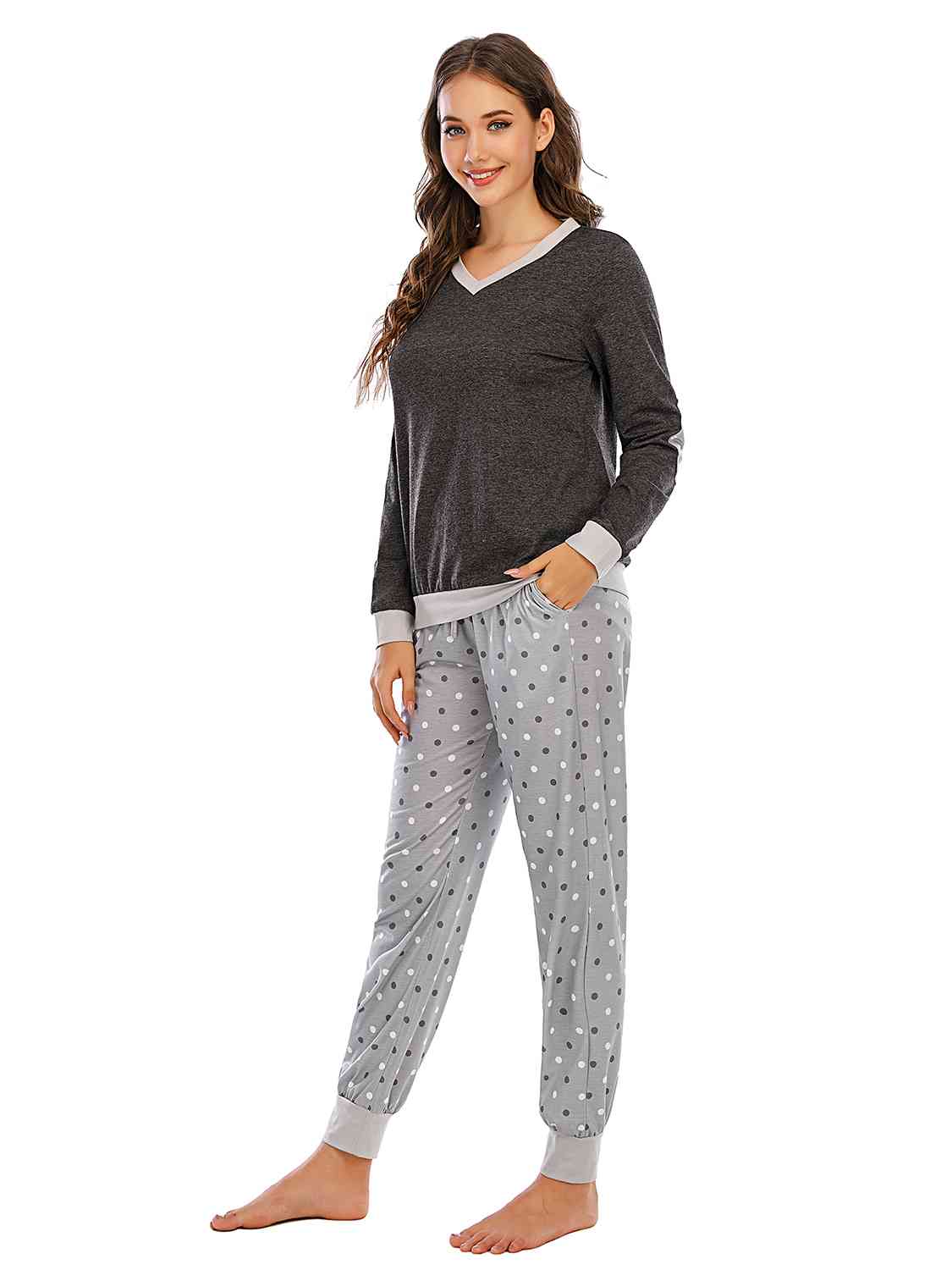 Long Sleeve Top and Polka Dot Pants Set - Flyclothing LLC