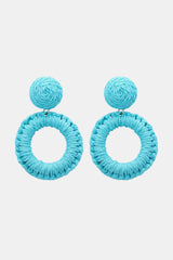 Round Shape Raffia Grass Dangle Earrings - Flyclothing LLC