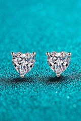 2 Carat Moissanite Heart-Shaped Stud Earrings - Trendsi