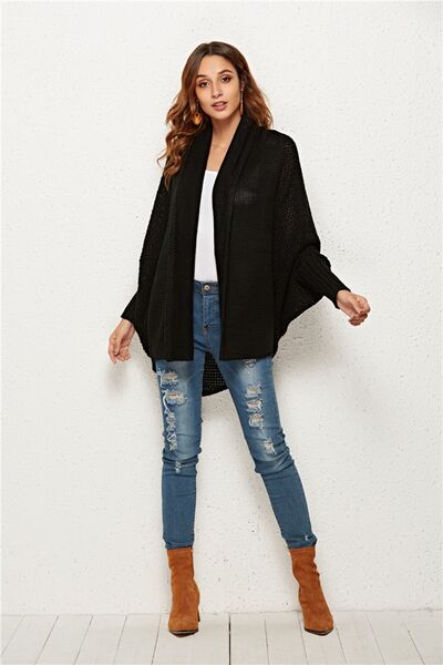 Open Front Batwing Sleeve Cardigan - Flyclothing LLC