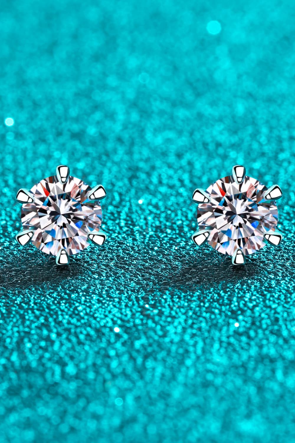 1 Carat Moissanite Rhodium-Plated Stud Earrings - Flyclothing LLC