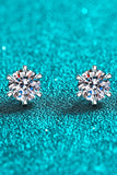 1 Carat Moissanite Rhodium-Plated Stud Earrings - Flyclothing LLC