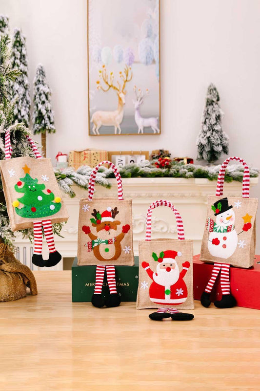 4-Pack Christmas Gnome Graphic Striped Gift Bag - Flyclothing LLC