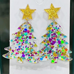 Christmas Tree Acrylic Dangle Earrings - Trendsi