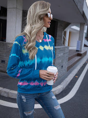 Tie Dye Raglan Sleeve Hoodie - Trendsi