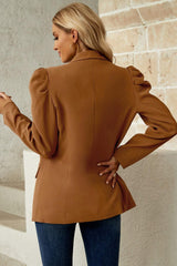 Puff Sleeve Shawl Collar Blazer - Flyclothing LLC