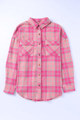 Plaid Button Up Dropped Shoulder Shirt - Flyclothing LLC