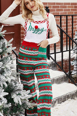 Christmas Knit Straight-Leg Overalls - Trendsi