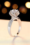 Moissanite Floral 18K Platinum-Plated Ring - Flyclothing LLC