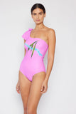 Marina West Swim Vacay Mode One Shoulder Swimsuit in Carnation Pink - Flyclothing LLC