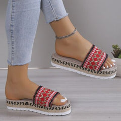 Geometric Weave Platform Sandals - Flyclothing LLC