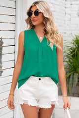 Texture V-Neck Sleeveless Top - Flyclothing LLC