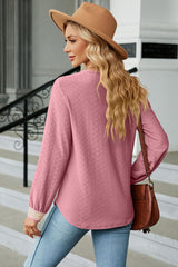 V-Neck Long Sleeve Blouse - Flyclothing LLC