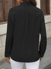 Button Up Pocketed Long Sleeve Shirt - Flyclothing LLC