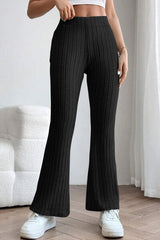 Basic Bae Full Size Ribbed High Waist Flare Pants - Flyclothing LLC