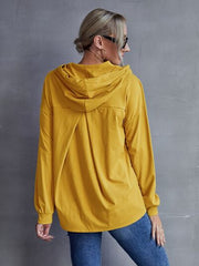 Drawstring Pocketed Dropped Shoulder Hoodie - Flyclothing LLC