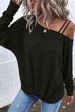 Asymmetrical Neck Long Sleeve Top - Trendsi