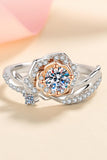 925 Sterling Silver Rose-Shaped Moissanite Ring - Flyclothing LLC