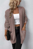 Rib-Knit Open Front Pocketed Cardigan - Flyclothing LLC