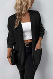 Rib-Knit Open Front Pocketed Cardigan - Flyclothing LLC