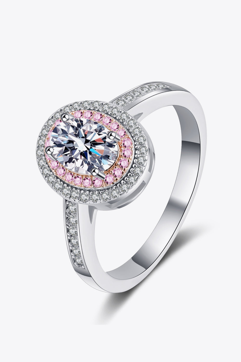 1 Carat Moissanite 925 Sterling Silver Halo Ring - Flyclothing LLC