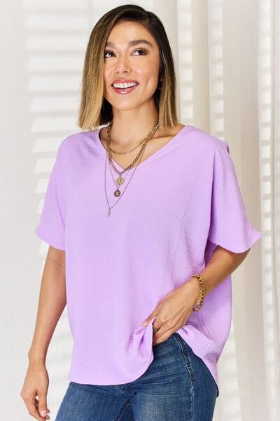 Zenana Texture Short Sleeve T-Shirt - Flyclothing LLC