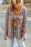 Plaid Long Sleeve Hooded Jacket - Flyclothing LLC