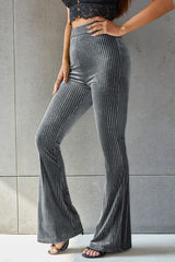 Ribbed High Waist Flare Pants - Flyclothing LLC