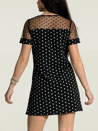 Polka Dot Short Sleeve Mini Dress - Flyclothing LLC