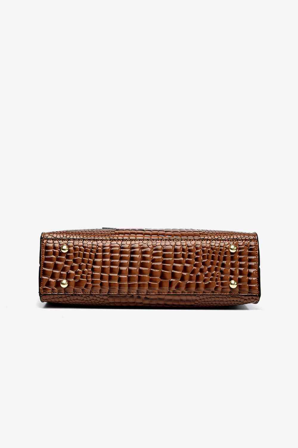 Textured PU Leather Handbag - Flyclothing LLC